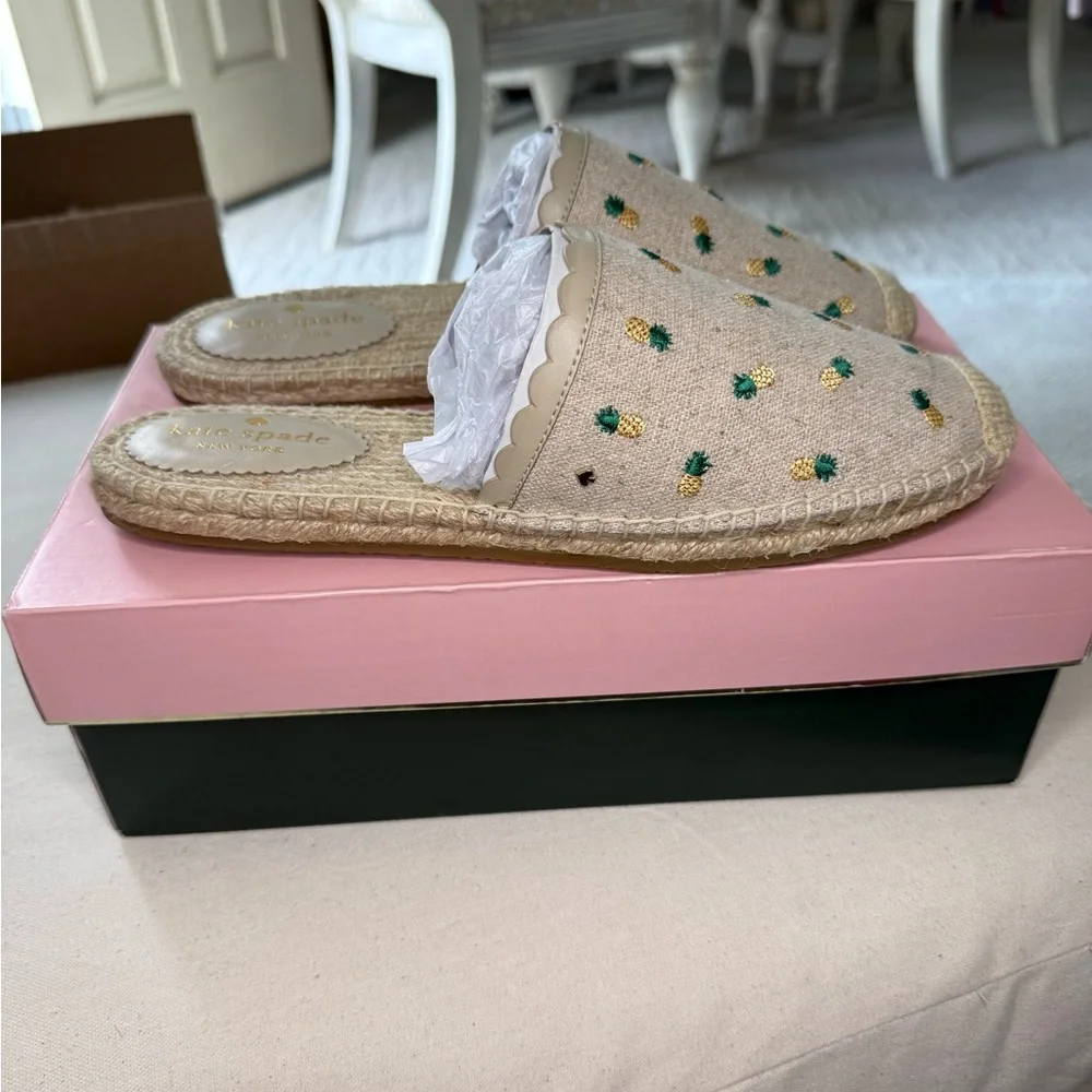 kate spade Beige Espadrille with Green Embroidery